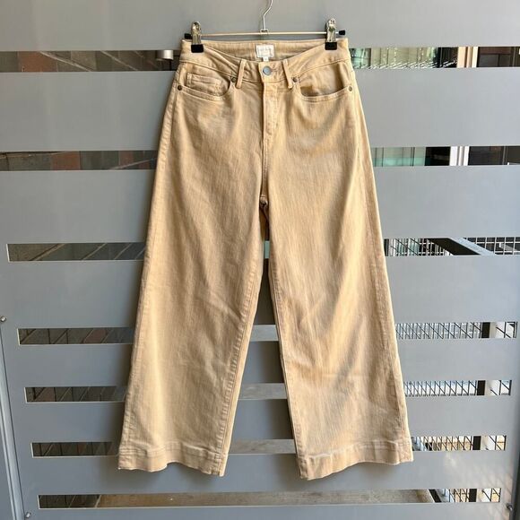 Ann Mashburn Beige Wide-Leg Cropped 5-Pocket Jean Size 24 - Picture 2 of 7